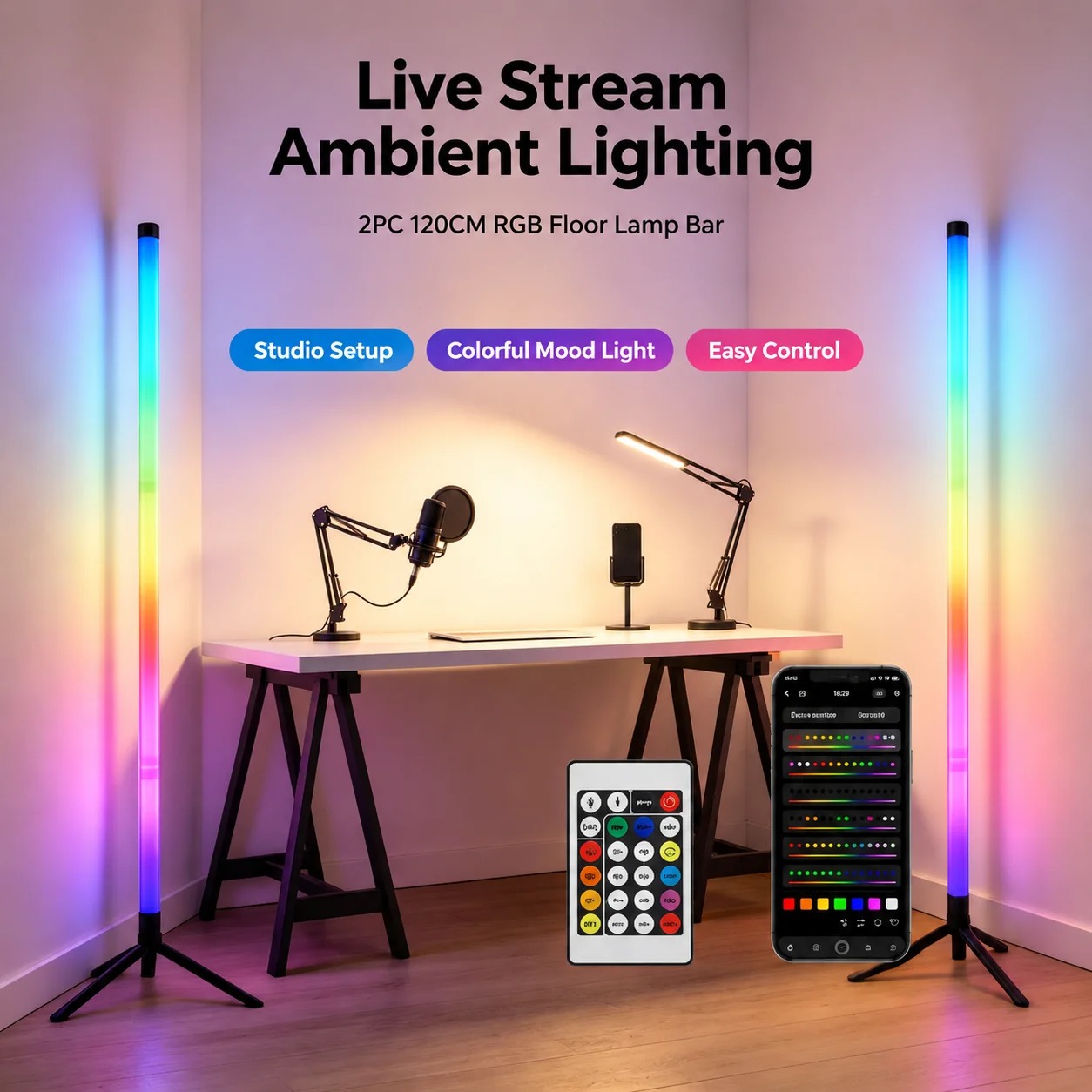 Esports Gaming Setup - Lampe d'angle au sol RGB de